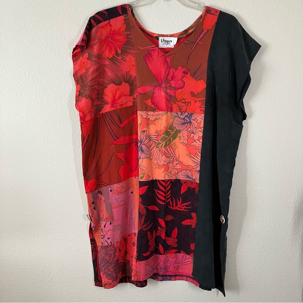 THE LOGGER'S DAUGHTER Artisan Patchwork Tunic Dress OS Floral Boho Lagenlook USA